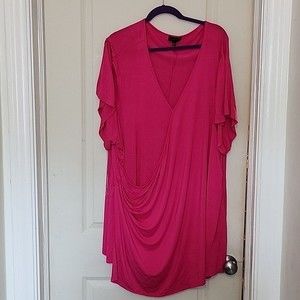 Ryan Wythe Plus Size Hot Pink Faux Wrap V-Neck Top 5X
